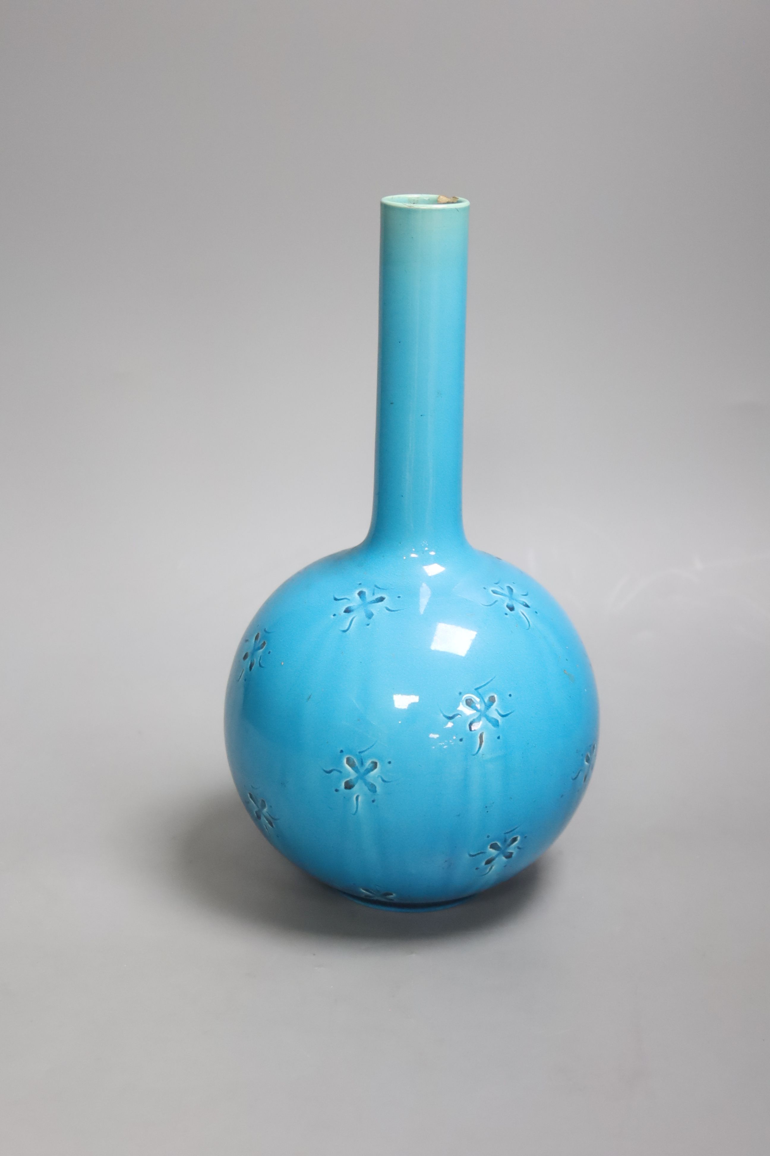 A Burmantofts turquoise bottle vase, height 27cm